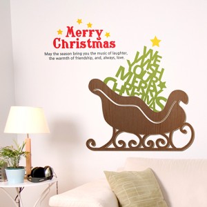 [우드스티커] 크리스마스썰매 (컬러완제품)  타이포 선물 입체우드 월데코  포인트 집꾸미기 벽장식