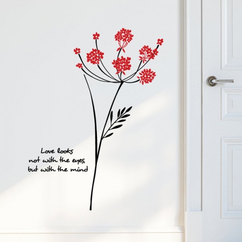 플라워 꽃줄기 벽 장식 그래픽 스티커