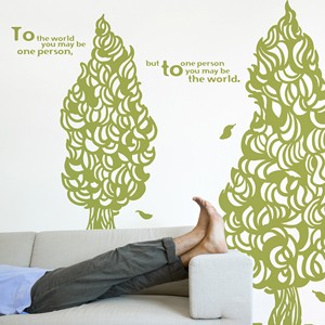 편백나무(2그루) 포인트 데코 스티커